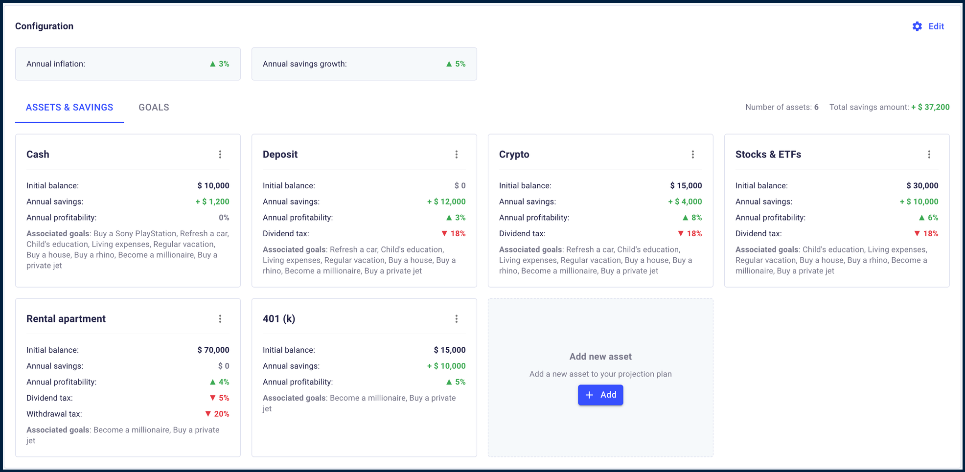 FIREkit Retirement Planner Configuration screenshot